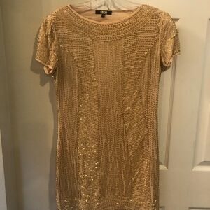ASOS Gold Beaded Dress; MIDI, Cutout; HOCO, Formal; See Description; Some Flaws
